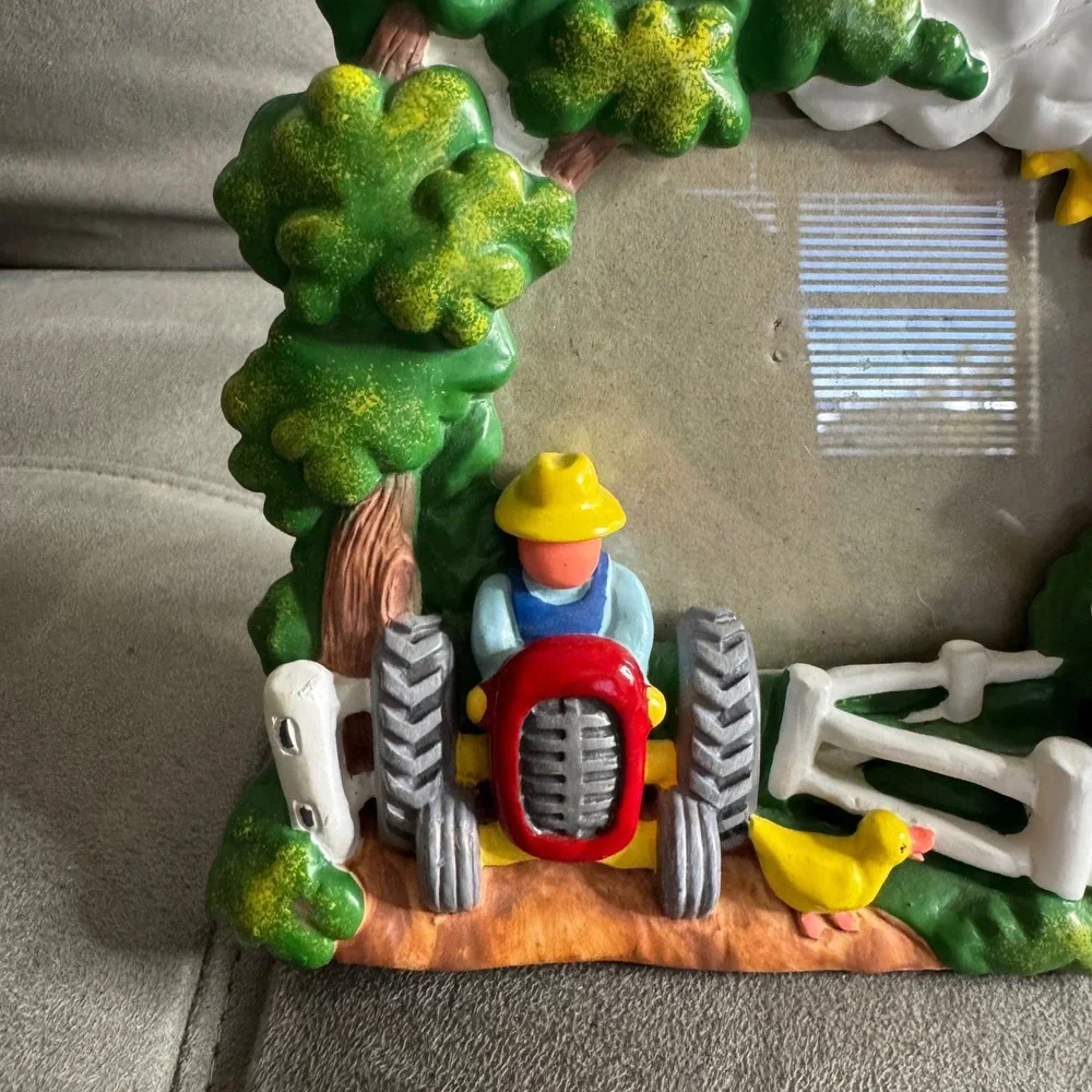 Malden Design Farm Scene Photo Frame Hand Painted Multicolor  farmhouse 90s